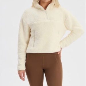 NWT WHITE Recycled Half-Zip Fleece